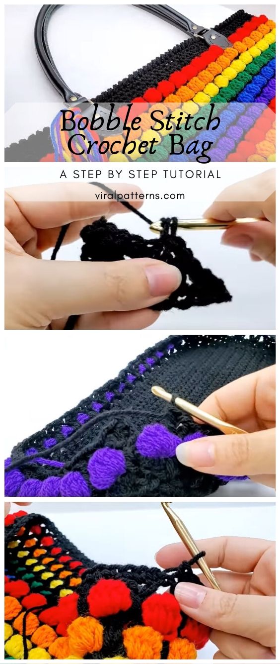 Colorful Bobble Stitch Crochet Bag