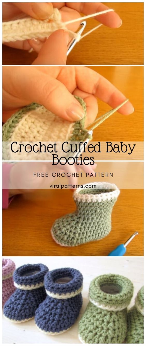 Crochet Cuffed Baby Booties