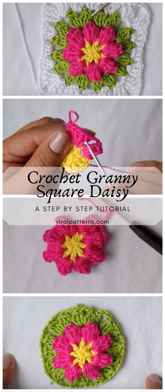 Crochet Granny Square Daisy Pattern