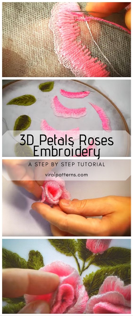 3D Petals Roses Embroidery