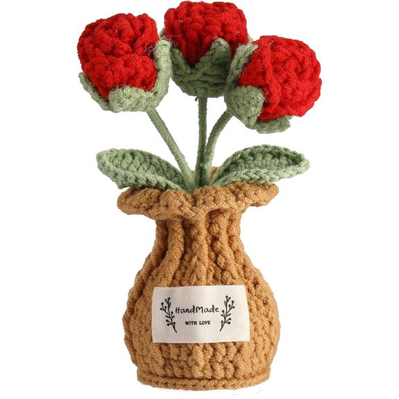 Crochet Red Rose Potted Plant – Valentine’s Gift
