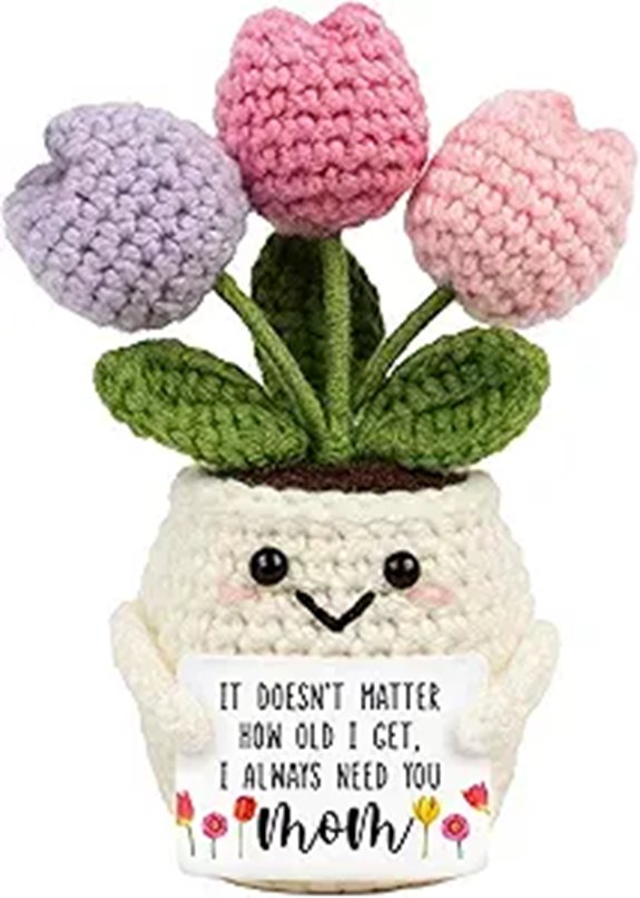 Knitted Tulip Flower Mom Crochet Doll
